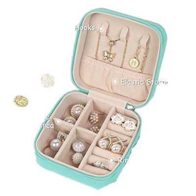 Multiple Compartments PU Kulit Perhiasan Perjalanan Organizer Box Zipper Bag