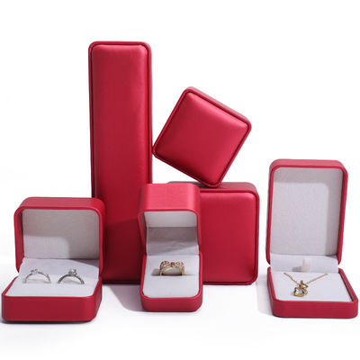 Noble Red PU Leather Luxury Jewelry Packaging Box Set dengan lapisan beludru lembut