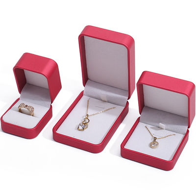 Noble Red PU Leather Luxury Jewelry Packaging Box Set dengan lapisan beludru lembut