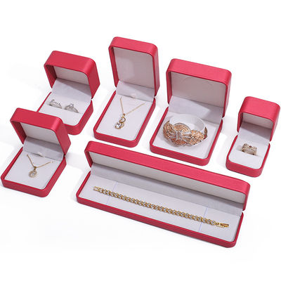 Noble Red PU Leather Luxury Jewelry Packaging Box Set dengan lapisan beludru lembut