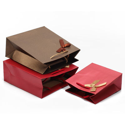 Twill Grain Tasteful Cardboard Paper Tote Gift Bags Perhiasan Pengemasan Pemegang