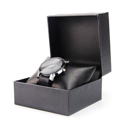 Diamond Crosshatch Tekstured Hard Paper Watch Case Cardboard Box Mewah