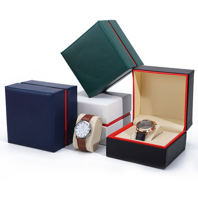 Soft Handy Stylish PU Kulit Jam Tangan Kemasan Kotak Red Edge Storage Case untuk Hadiah