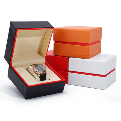 Soft Handy Stylish PU Kulit Jam Tangan Kemasan Kotak Red Edge Storage Case untuk Hadiah