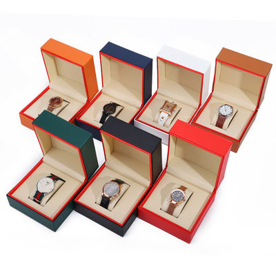Soft Handy Stylish PU Kulit Jam Tangan Kemasan Kotak Red Edge Storage Case untuk Hadiah