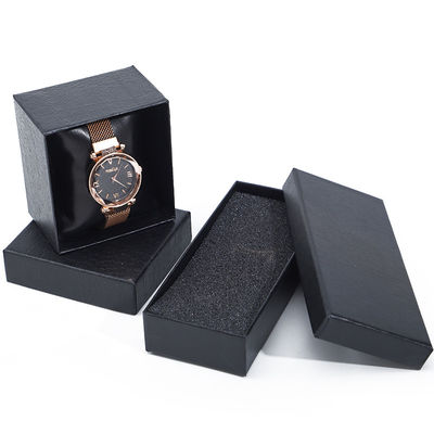 Tekstur Linen Noble Lembut PU Kulit Jam Tangan Kemasan Kasus Storage Box Mewah
