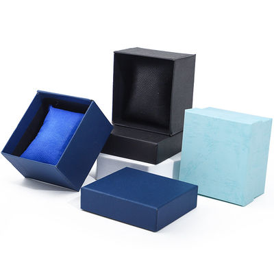 Single Slot Twill Grain Paper Watch Box Packaging dengan bantal yang bisa dilepas