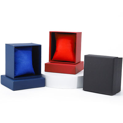 Single Slot Twill Grain Paper Watch Box Packaging dengan bantal yang bisa dilepas
