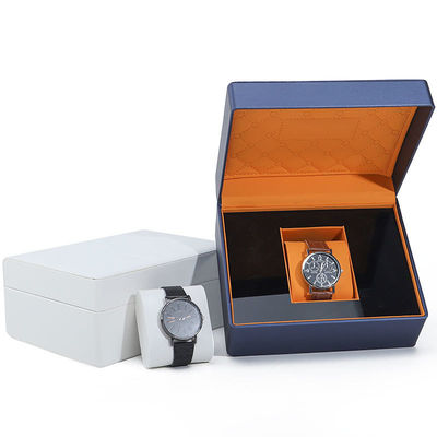 Soft Touch Lining PU Kulit Kotak Jam Tangan Luxury Packaging dengan Interior Kayu yang Elegan