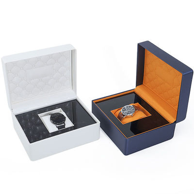Soft Touch Lining PU Kulit Kotak Jam Tangan Luxury Packaging dengan Interior Kayu yang Elegan