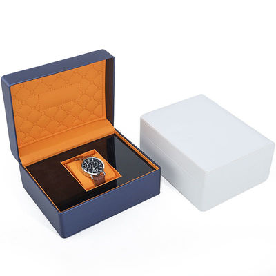 Soft Touch Lining PU Kulit Kotak Jam Tangan Luxury Packaging dengan Interior Kayu yang Elegan