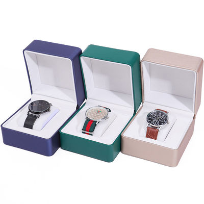 Sikat Biji halus Kulit palsu Jam tangan Storage Box buatan tangan Chic Luxury Packaging untuk Pria