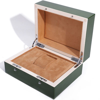 High End Green Wooden Watch Box untuk Kemasan Hadiah Mewah dengan Tas Tote Flipped