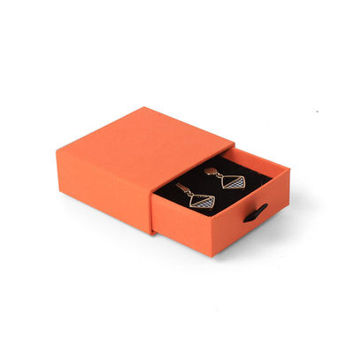Pabrik grosir Eco Friendly hadiah berkualitas tinggi Kotak Perhiasan Pribadi Cincin Custom Kalung Earring Gelang Kemasan Oranye Karton Paper Drawer Kotak Perhiasan dengan logo