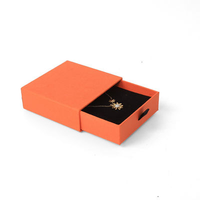 Pabrik grosir Eco Friendly hadiah berkualitas tinggi Kotak Perhiasan Pribadi Cincin Custom Kalung Earring Gelang Kemasan Oranye Karton Paper Drawer Kotak Perhiasan dengan logo