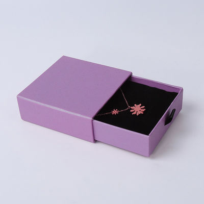 Pabrik grosir Eco Friendly hadiah berkualitas tinggi Kotak Perhiasan Pribadi Cincin Custom Kalung Earring Gelang Kemasan Ungu Karton Kertas Laci Perhiasan Kotak dengan logo