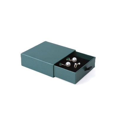 Pabrik grosir Eco Friendly hadiah berkualitas tinggi Kotak Perhiasan Pribadi Cincin Custom Kalung Earring Gelang gelang Kemasan Green Cardboard Paper Drawer Kotak Perhiasan dengan logo