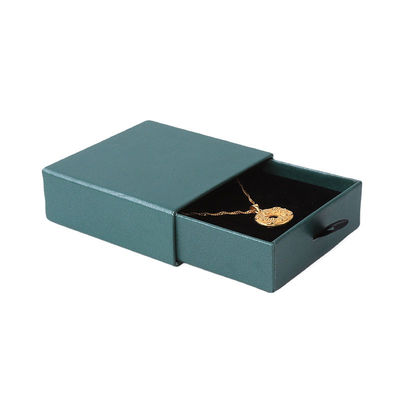 Pabrik grosir Eco Friendly hadiah berkualitas tinggi Kotak Perhiasan Pribadi Cincin Custom Kalung Earring Gelang gelang Kemasan Green Cardboard Paper Drawer Kotak Perhiasan dengan logo