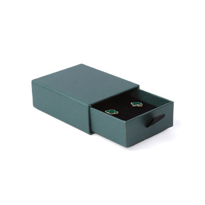 Pabrik grosir Eco Friendly hadiah berkualitas tinggi Kotak Perhiasan Pribadi Cincin Custom Kalung Earring Gelang gelang Kemasan Green Cardboard Paper Drawer Kotak Perhiasan dengan logo