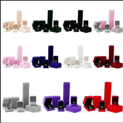 Putih hijau muda Velvet Perhiasan ring kemasan Perhiasan Kotak