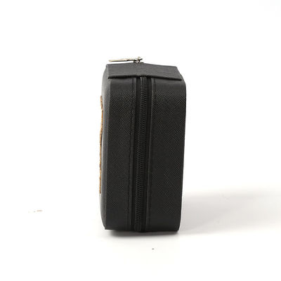 Perhiasan Mewah Kotak Penyimpanan Hadiah Custom Logo Portable Kulit Kecil Hitam Organizer Travel Case