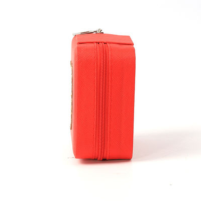 Kotak Penyimpanan Perhiasan Merah Kulit Kecil Portable Total Tampilan