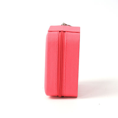 Perhiasan Mewah Kotak Penyimpanan Hadiah Custom Portable Kulit Kecil Mawar Merah Perhiasan Organizer Travel Case