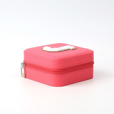 Perhiasan Mewah Kotak Penyimpanan Hadiah Custom Portable Kulit Kecil Mawar Merah Perhiasan Organizer Travel Case