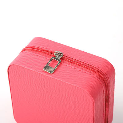 Perhiasan Mewah Kotak Penyimpanan Hadiah Custom Portable Kulit Kecil Mawar Merah Perhiasan Organizer Travel Case