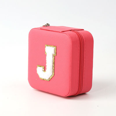 Perhiasan Mewah Kotak Penyimpanan Hadiah Custom Portable Kulit Kecil Mawar Merah Perhiasan Organizer Travel Case