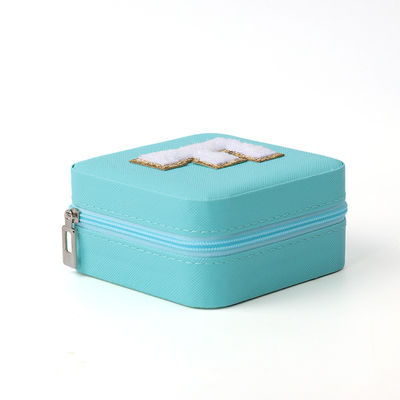 Custom Portable kecil Kulit Langit Biru Perhiasan Organizer Travel Case