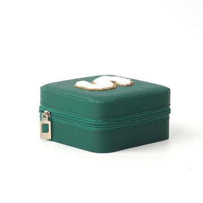 Perhiasan Kotak penyimpanan hadiah Custom Portable Kulit kecil Hijau gelap Perhiasan Organizer Perhiasan Kotak penyimpanan
