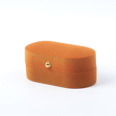 Kemasan Perhiasan Velvet Brown Custom untuk Cincin Ganda