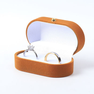 Kemasan Perhiasan Velvet Brown Custom untuk Cincin Ganda