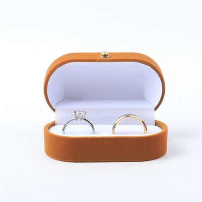 Kemasan Perhiasan Velvet Brown Custom untuk Cincin Ganda