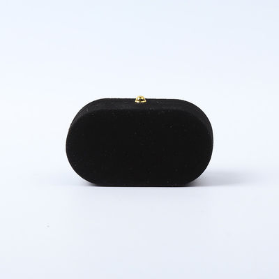 Perhiasan Custom Black Velvet Packaging Pernikahan Pernikahan Double Ring Box Perhiasan Mewah
