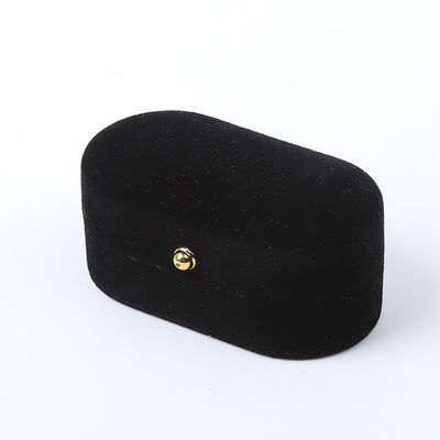 Perhiasan Custom Black Velvet Packaging Pernikahan Pernikahan Double Ring Box Perhiasan Mewah