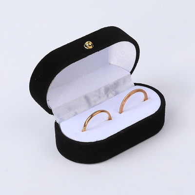 Perhiasan Custom Black Velvet Packaging Pernikahan Pernikahan Double Ring Box Perhiasan Mewah