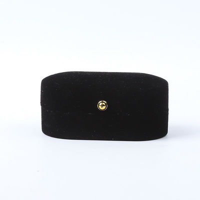 Perhiasan Custom Black Velvet Packaging Pernikahan Pernikahan Double Ring Box Perhiasan Mewah