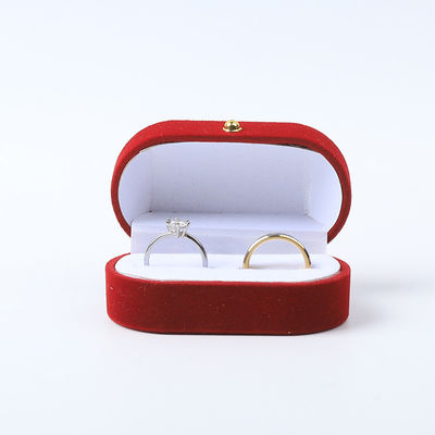 Kothak Perhiasan Mewah Pribadi Perhiasan Red Velvet Kemasan Pernikahan Pernikahan Kothak Double Ring