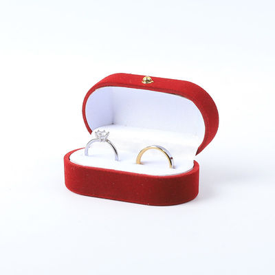 Kothak Perhiasan Mewah Pribadi Perhiasan Red Velvet Kemasan Pernikahan Pernikahan Kothak Double Ring