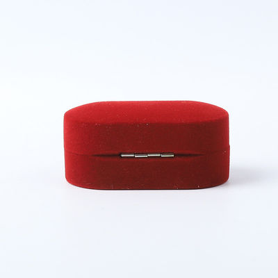 Kothak Perhiasan Mewah Pribadi Perhiasan Red Velvet Kemasan Pernikahan Pernikahan Kothak Double Ring