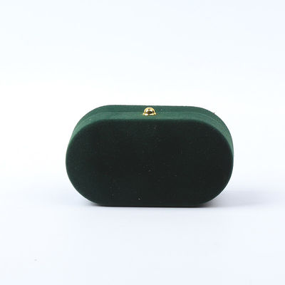 Beli Grosir Pabrik Perhiasan Mewah Kotak Perhiasan Berlapis Velvet Hijau Pemasangan Pernikahan Pertunangan Double Ring Box Dengan Logo online manufacture