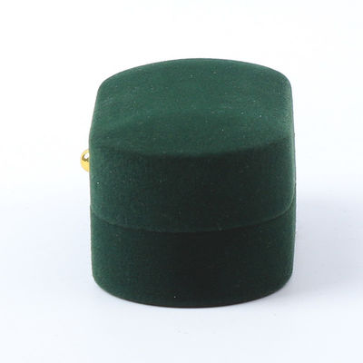 Grosir Pabrik Perhiasan Mewah Kotak Perhiasan Berlapis Velvet Hijau Pemasangan Pernikahan Pertunangan Double Ring Box Dengan Logo