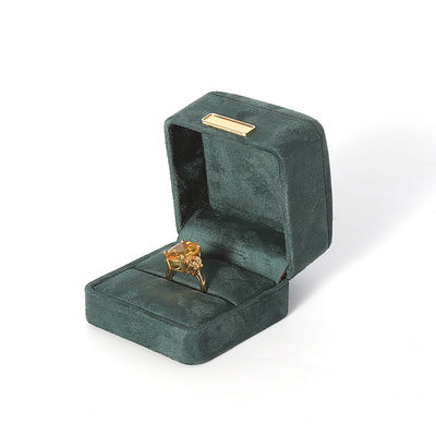 Pabrik grosir Perhiasan Mewah Kotak Pribadi High End Kalung Gelang Earrings Cincin Perhiasan Set Kemasan Velvet Hijau Gelap Perhiasan Kotak dengan logo