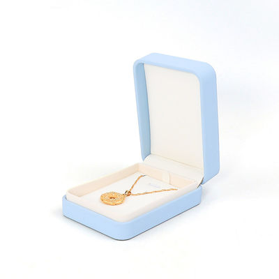 Kotak Perhiasan Kulit Biru Cahaya untuk Perhiasan Besar Set Kalung Gelang Earrings Ring Packaging
