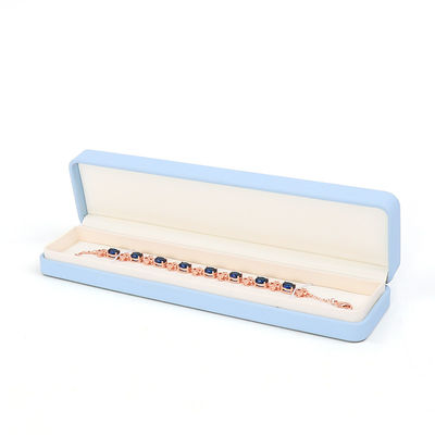 Kotak Perhiasan Kulit Biru Cahaya untuk Perhiasan Besar Set Kalung Gelang Earrings Ring Packaging