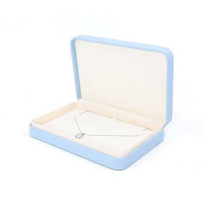 Kotak Perhiasan Kulit Biru Cahaya untuk Perhiasan Besar Set Kalung Gelang Earrings Ring Packaging