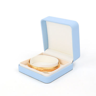 Kotak Perhiasan Kulit Biru Cahaya untuk Perhiasan Besar Set Kalung Gelang Earrings Ring Packaging