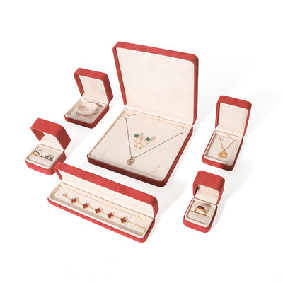 Kemasan Kotak Perhiasan Merah Premium Cetak 3D untuk Set Cincin Gelang Anting Kalung Besar